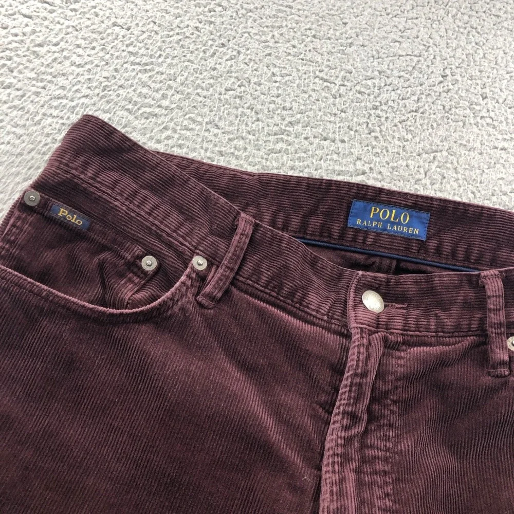 Polo Ralph Lauren Pants Mens 33x32 Burgundy Corduroy 5 Pocket Straight Leg
